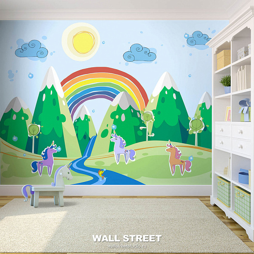 Фотообои в интерьере артикул Unicorn Valley 2, UNICORN VALLEY, Wall street